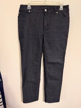 Chico's Platinum Jeans Dark Wash Beaded Pocket Womans 1/8M